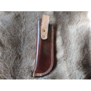 Knife Sheath 2 - Brown Leather (Wet Form) Knife Sheath With Scouting Motif To Fit Larger Handmade Bushcraft Knives